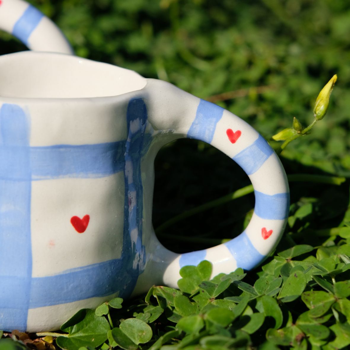 Striped heart blue mug