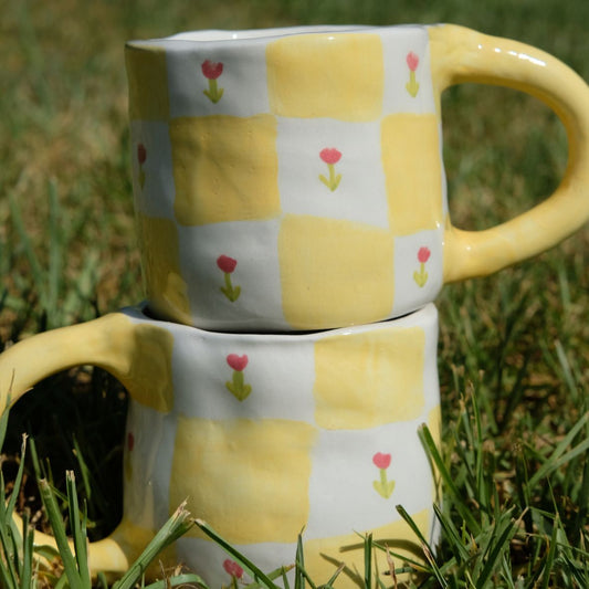 Square tulips mug